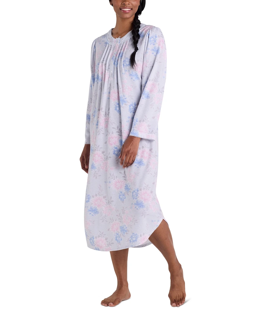 Miss Elaine Women's Printed Brushed Long Nightgown