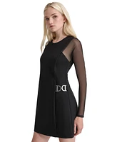 Dkny Women's Mesh-Sleeve Side-Buckle Sheath Dress