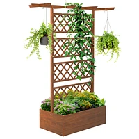 Streamdale Furniture Wood Planter with Trellis, Raised Garden Bed Privacy Screen Planter Box for Climbing Plants, Vines, Vegetables, Flowers