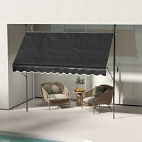 Streamdale Furniture Manual Retractable Awning, 118" Non-Screw Freestanding Patio Sun Shade Shelter with Support Pole Stand and Uv Resistant Fabric