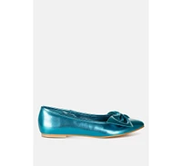 Rag & Co Bromelia Metallic Pleather Bow Ballerinas