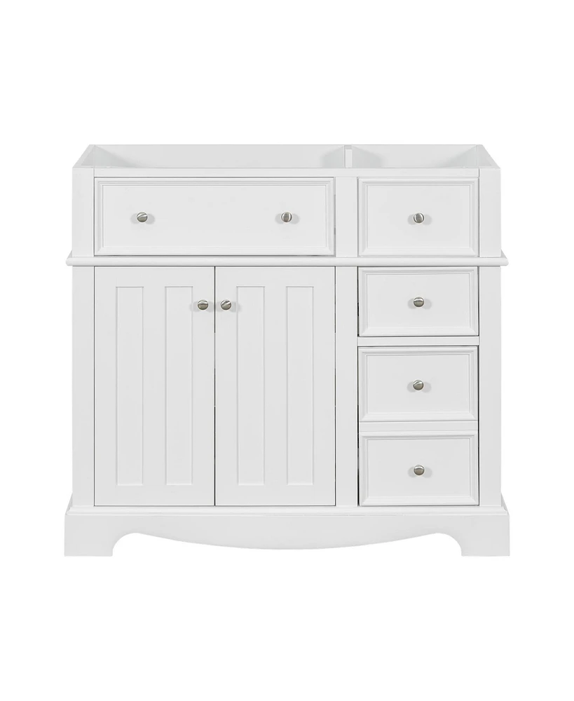 Simplie Fun 36" Bathroom Vanity without Basin Sink, Solid Wood Frame Bathroom Storage Cabinet, Freestanding Vanity with 3 Drawers& Adjustable Shelf (N