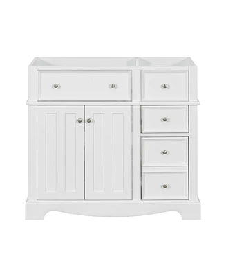 Streamdale Furniture 36" Bathroom Vanity without Basin Sink, Solid Wood Frame Bathroom Storage Cabinet, Freestanding Vanity with 3 Drawers& Adjustable