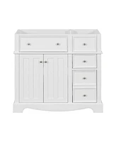 Simplie Fun 36" Bathroom Vanity without Basin Sink, Solid Wood Frame Bathroom Storage Cabinet, Freestanding Vanity with 3 Drawers& Adjustable Shelf (N