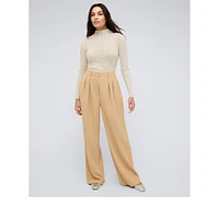 Kenneth Cole Women's High-Rise Wide-Leg Twill Pants