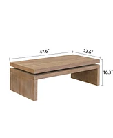 Streamdale Furniture Natural Wood Living Room Table Versatile Coffee Table 2-Tiered Wood Tabletop Table 47.6" L 23.6" W 16.3" H