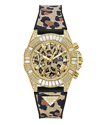 Guess Women's Multi-Function Animal Print Leather/Silicone Watch 39mm