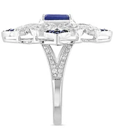 Effy Sapphire (1-1/6 ct. t.w.) & Diamond (3/8 ct. t.w.) Statement Ring in Sterling Silver