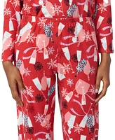 Hue Women's Printed Waffle-Fleece Long Pajama Set