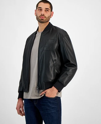 A|X Armani Exchange Men's Faux-Leather Bomber Jacket