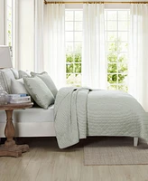 Laura Ashley Oxford Stripe Reversible -Pc. Quilt Set