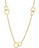 Interlocking Circle Station Rope Link 18" Collar Necklace in 10k Gold