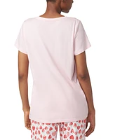 Hue Women's Solid Short-Sleeve Shirred Pajama Tee