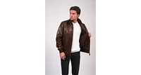 Men's Leather Jacket, Brown, Created for Macy's