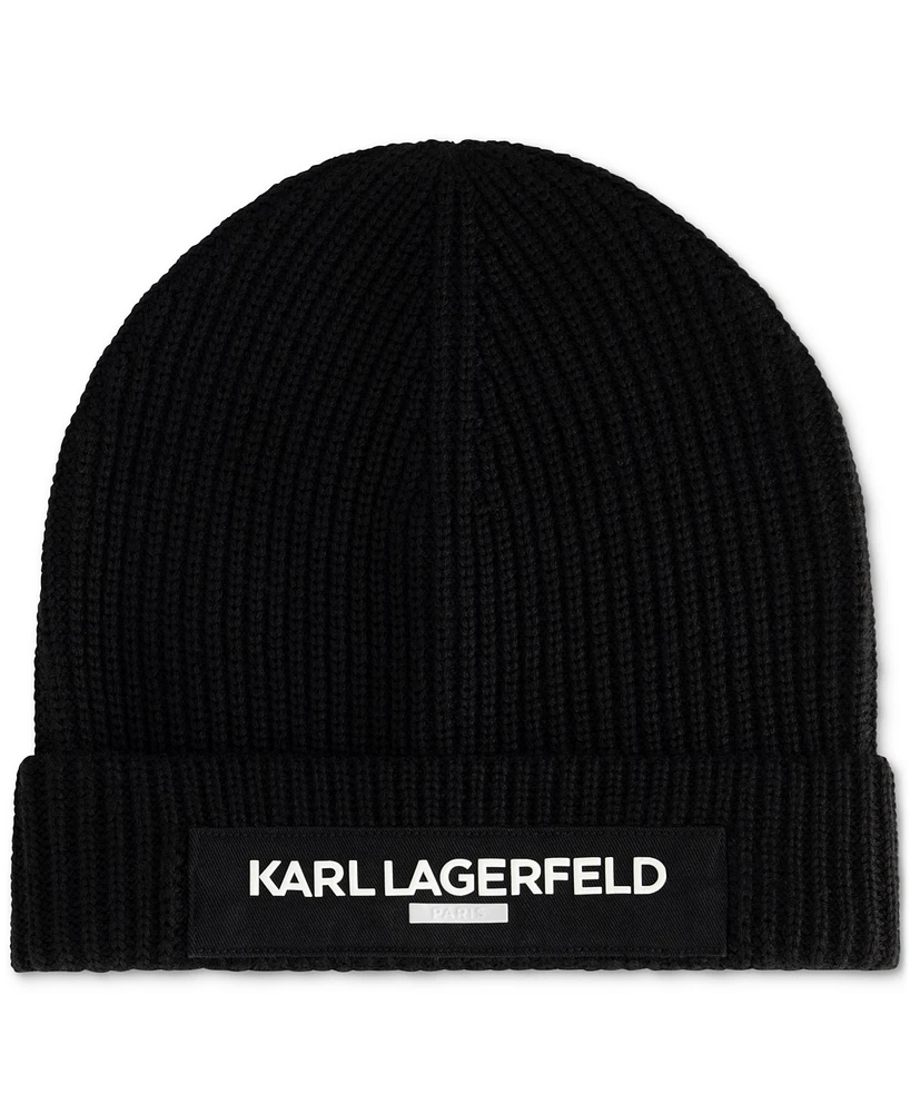 Karl Lagerfeld Men's Ribbed Logo Beanie