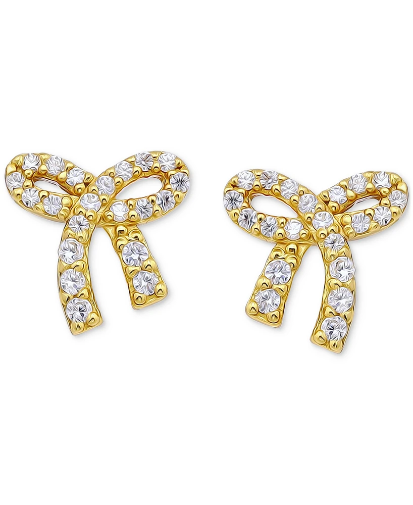 Giani Bernini Cubic Zirconia Bow Stud Earrings 18k Gold-Plated Sterling Silver, Created for Macy's