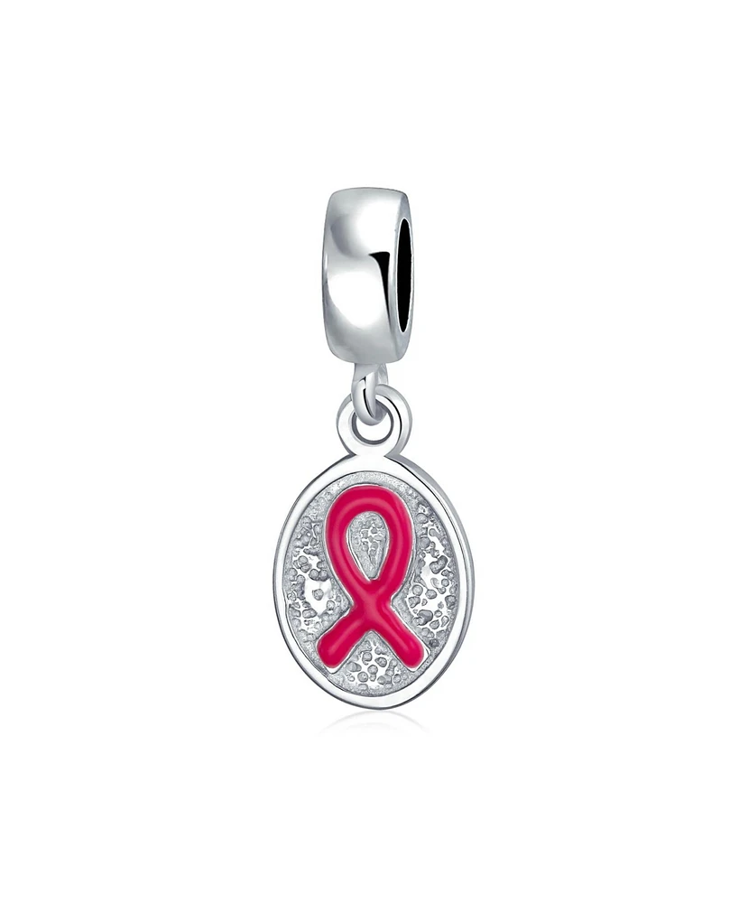 Bling Jewelry Pink Breast Cancer Survivor Dangle Charm Bead .925 Sterling Silver