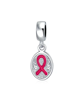 Bling Jewelry Pink Breast Cancer Survivor Dangle Charm Bead .925 Sterling Silver