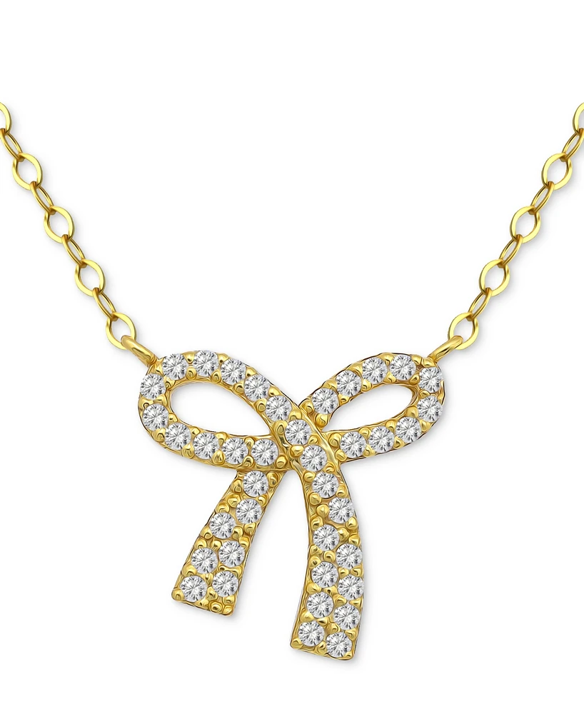 Giani Bernini Cubic Zirconia Bow Pendant Necklace, 18" + 2" extender, Created for Macy's