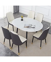 Streamdale Furniture Table and chair set.Modern Extendable Mdf Dining Table.The table has a telescopic design, suitable for gatherings of different si