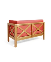 Simplie Fun Brava X-Back Corner Bench-r With Coffee Table, Red