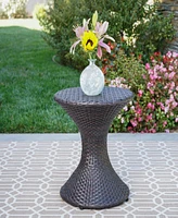 Streamdale Furniture Hourglass Wicker Side Table With Iron Frame For Outdoor Decor