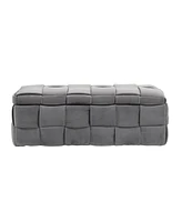 Storage Ottoman, Bedroom End Bench, Upholstered Fabric Storage Ottoman with Safety Hinge, Entryway Padded Footstool, Ottoman Bench for Living Room & B