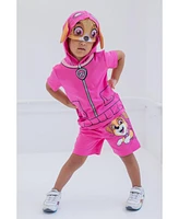 Paw Patrol Boys Chase Skye Rubble Marshall Cosplay T-Shirt and Bike Shorts French Terry Outfit Set