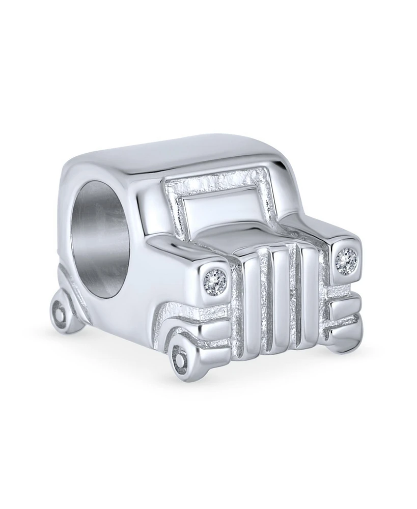 Bling Jewelry Suv Jeep Car Automobile Cubic Zirconia Head Lights Charm Bead Sterling Silver