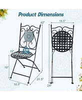 Costway Set of Mosaic Chairs for Patio with Decorative Backrest Heavy-Duty Frame