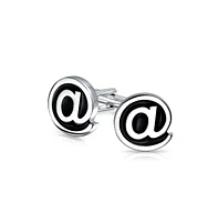 Bling Jewelry Computer Text Geek Symbol Black At Cufflinks Stainless Steel