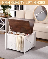 gaomon Rustic Farmhouse Coffee Table With Large Hidden Storage Compartment And Hinged Lift Top