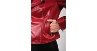 Furniq Uk Women's Leather Jacket, Red, Created for Macy's