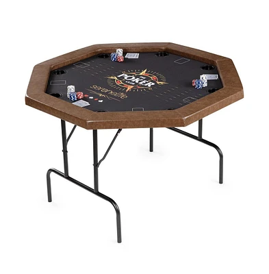 SereneLife Foldable and Portable Octagonal Poker/Casino Game Table with Cushioned Rail for 8 Players