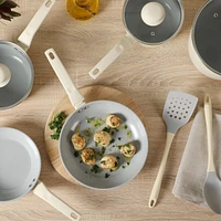 Gibson Home Barnsdall 10 Piece Premium Pfa Free Ceramic Nonstick Aluminum Cookware Set W/ Kitchen Tools - Sage Green