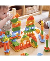 Kaplan Early Learning Snap and Stack Thistle Blocks - 160 Pieces