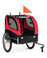 Dog Bike Trailer Foldable Pet Cart with 3 Entrances for Travel