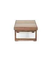 Streamdale Furniture Rustic Acacia Wood Outdoor Coffee Table With Slat Design And Sled Legs