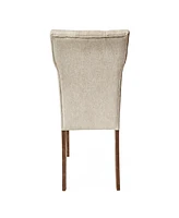 Indoor Wood Dining Set, Dining Chairs Set of 6 (Cream)+ Dining Table (Walnut)