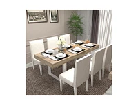 Extendable Dining Room Table for 6 8 10, Modern Farmhouse Wooden Kitchen Expanding Table, Long Large Expandable Dining Room Conference Table