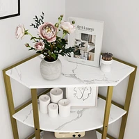 4-Tier Corner Open Shelf, Bookcase Freestanding Shelving Unit, Plant Stand Small Bookshelf for Living Room, Home Office, Kitchen, Small Space