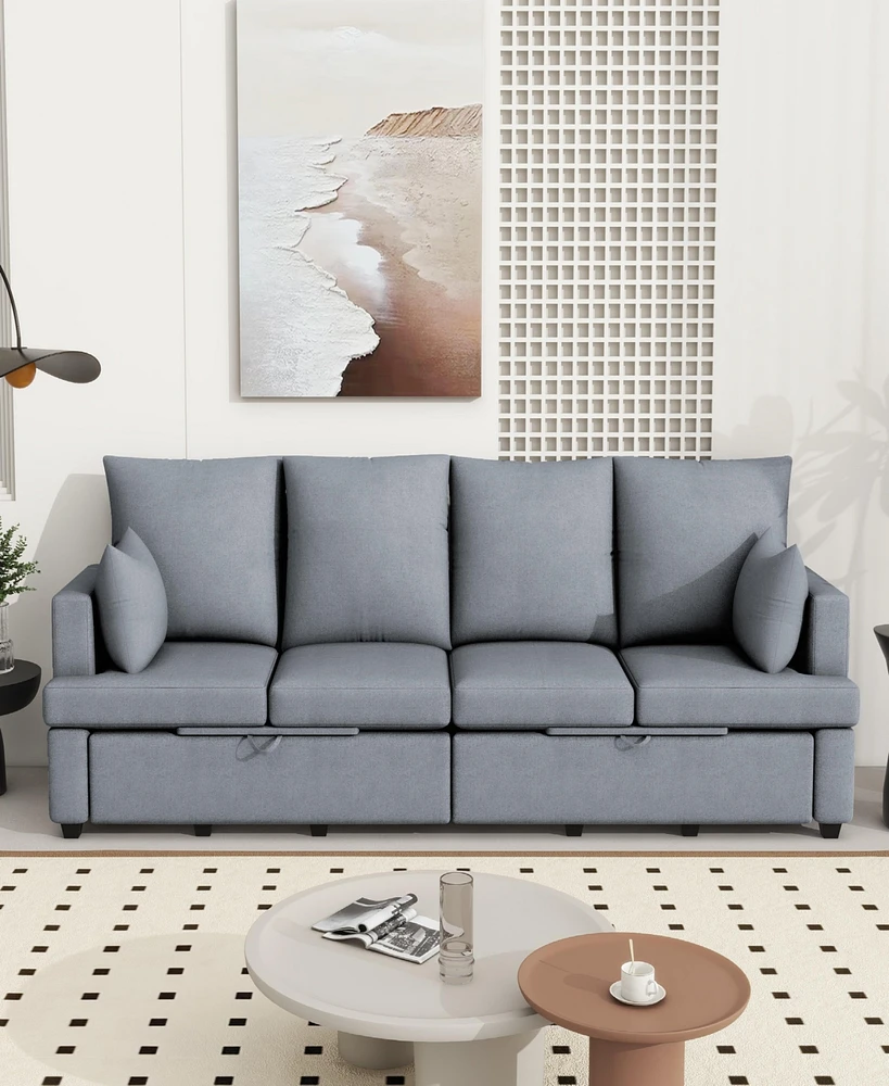 Streamdale Furniture Modern Modular Sofa, 4 Seat Chenile sectional Couch Set with 2 pilows lncluded, freely CombinableIndoor Funiture for Living Room,