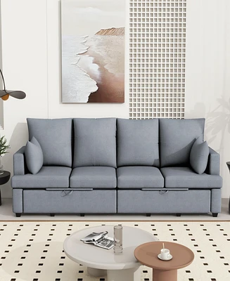 Streamdale Furniture Modern Modular Sofa, 4 Seat Chenile sectional Couch Set with 2 pilows lncluded, freely CombinableIndoor Funiture for Living Room,