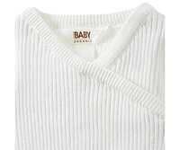 Cotton On Baby Boys Organic Rib Knit Cross Over Tie Bubbysuit