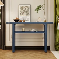 Elegant Minimalist Console Table with Rounded Edges and Sturdy Shelf Design for Entryway, Living Room(Black)
