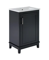 20 Inch Modern Small Bathroom Vanity Cabinet With Ceramic Basin- 2015.533.3 Inches, Ample Storage,1 Soft Close Door