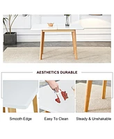 Table and chair set. White sintered stone tabletop, rubberwood legs, foldable computer desk, foldable desk. Solid wood dining chair with small curved