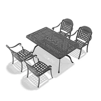 (Cushions In Random Colors)5-Piece Set Of Cast Aluminum Patio Furniture With Cushions