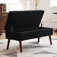 Storage Bench with Storage Bench for Bedroom End of Bed Bench Foot of Bed Bench Entryway Bench Storage Ottoman Bench 43.7" W x 18.1" D Black