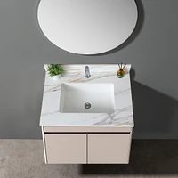 31 Inch Marble Vanity Top, Bathroom Vanity Top with Undermount Rectangular Middle Sink and 4" Height Backsplash, Pre-Drilled Faucet Hole Vanity T